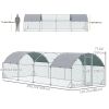 Galvanized Large Metal Chicken Coop Cage Walk-in Enclosure Poultry Hen Run House Playpen Rabbit Hutch with Cover for Outdoor Backyard 9.2' x 24.9' x 6