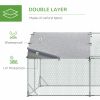 Galvanized Large Metal Chicken Coop Cage Walk-in Enclosure Poultry Hen Run House Playpen Rabbit Hutch with Cover for Outdoor Backyard 9.2' x 24.9' x 6